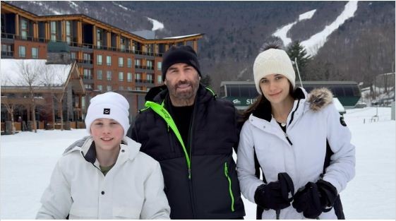 John Travolta goes skiing with his kids Ella & Benjamin