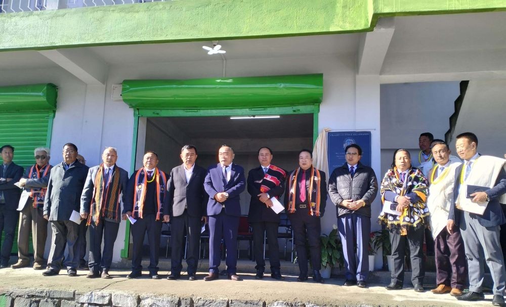 KG Kenye with others during the inauguration of CPO’s multipurpose building at Phek town on December 21.