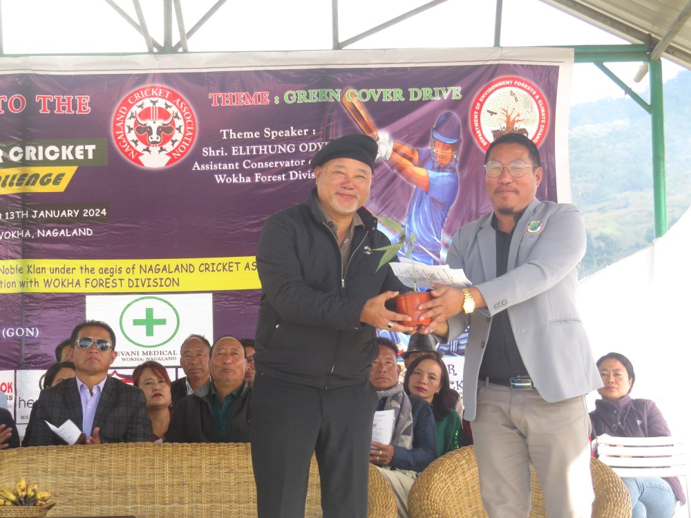 Dr Chumben Murry, Advisor to Chief Minister (left) during the inaugural of the 28th Edition of T20 Winter Cricket Challenge which got underway on December 27. (Moring Photo)