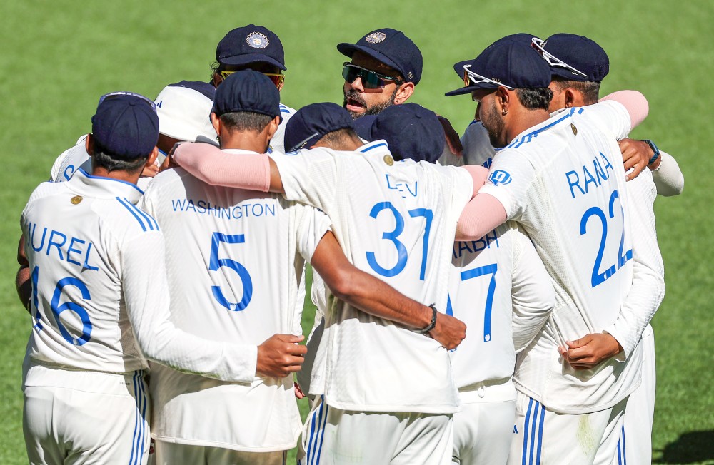 Indian captain Jasprit Bumrah celebrates with teammates after securing a win in the first Test match against Australia during the Border-Gavaskar Trophy at Perth Stadium on Monday, November 25, 2024. (Photo: IANS)