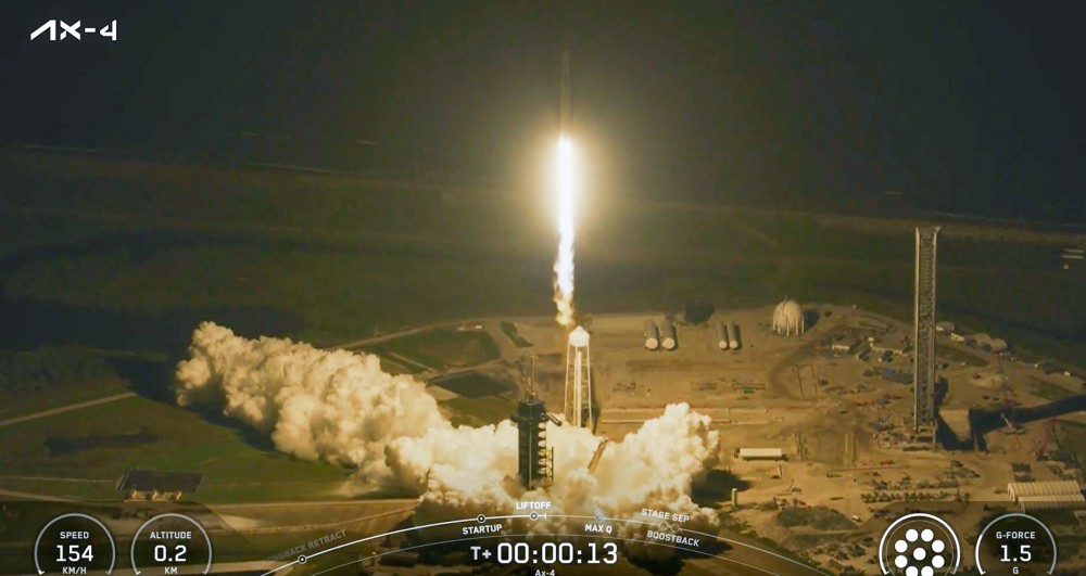 Axiom Mission 4 to the International Space Station, carrying India's Shubhanshu Shukla along with three other astronauts, lifts off from Launch Complex 39A at NASA's Kennedy Space Center in Florida, US, Wednesday, June 25, 2025. (Photo: IANS/X/@rajbhavan_tn)