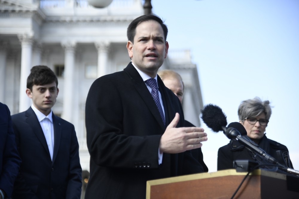U.S. Senator Marco Rubio speaks during a press conference regarding Students, Teachers, and Officers Preventing (STOP) School Violence Act of 2018 at the Capitol in Washington D.C. March 13, 2018. (Xinhua/Yang Chenglin/IANS File Photo)
