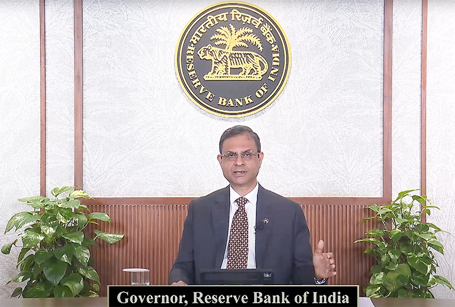 Reserve Bank of India (RBI) Governor Sanjay Malhotra addresses a press conference on monetary policy in Mumbai, Wednesday, August 06, 2025. (Photo: IANS/Video Grab)