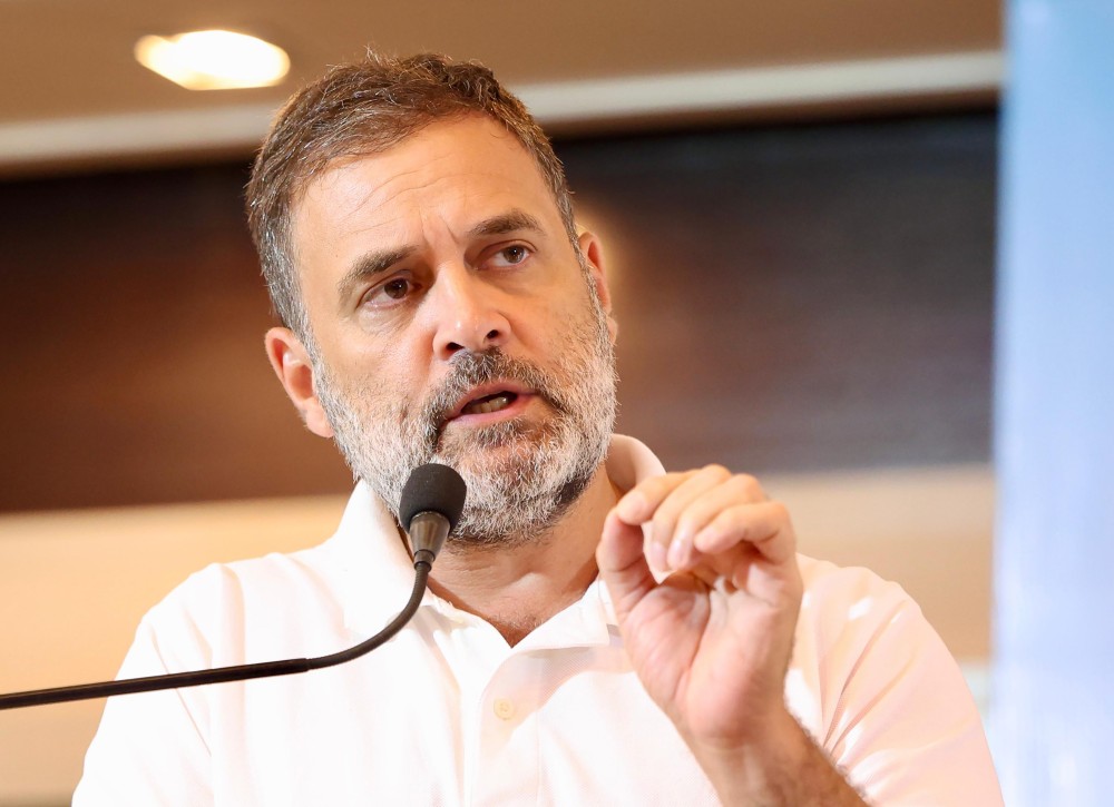 Congress leader and Lok Sabha Leader of Opposition Rahul Gandhi addresses the 'Ati Pichra Nyay Sankalp' programme in Patna on Wednesday, September 24, 2025. (Photo: IANS)