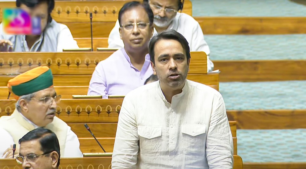 Minister of State (Independent Charge) Jayant Chaudhary speaks in the Lok Sabha during the Monsoon Session of Parliament in New Delhi Monday, July 28, 2025. (Photo: IANS/Sansad TV)