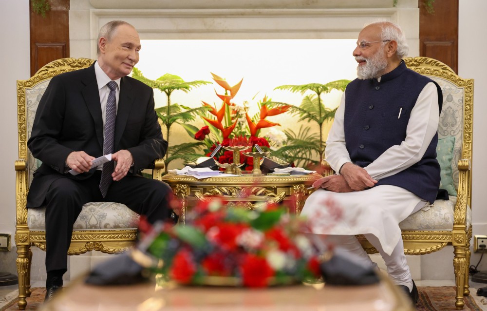 PM Narendra Modi meeting President of Russia, Vladimir Putin at Hyderabad House, in New Delhi on December 05, 2025 (Image courtesy: PIB)
