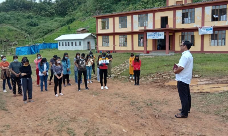 A total of eighty people in quarantine including three drivers, were discharge from RUSA quarantine center Yingli and Yingli quarantine center, Longleng for home quarantine after completion of 21 days institutional quarantine. The result of the discharged people tested negative for COVID-19. A DIPR report stated that all necessary instructions and advice were given by the doctors before they were released. (DIPR Photo) 